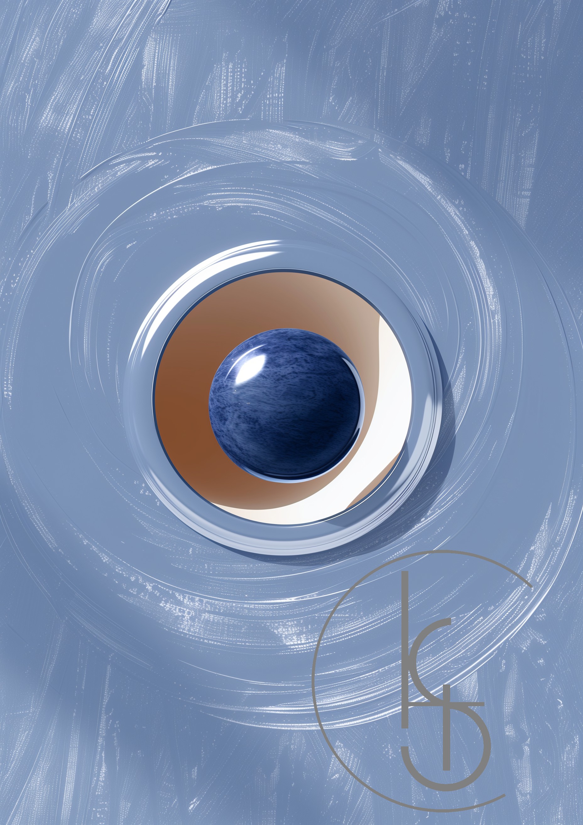 Floating Blue Orb with Earth Elements 1