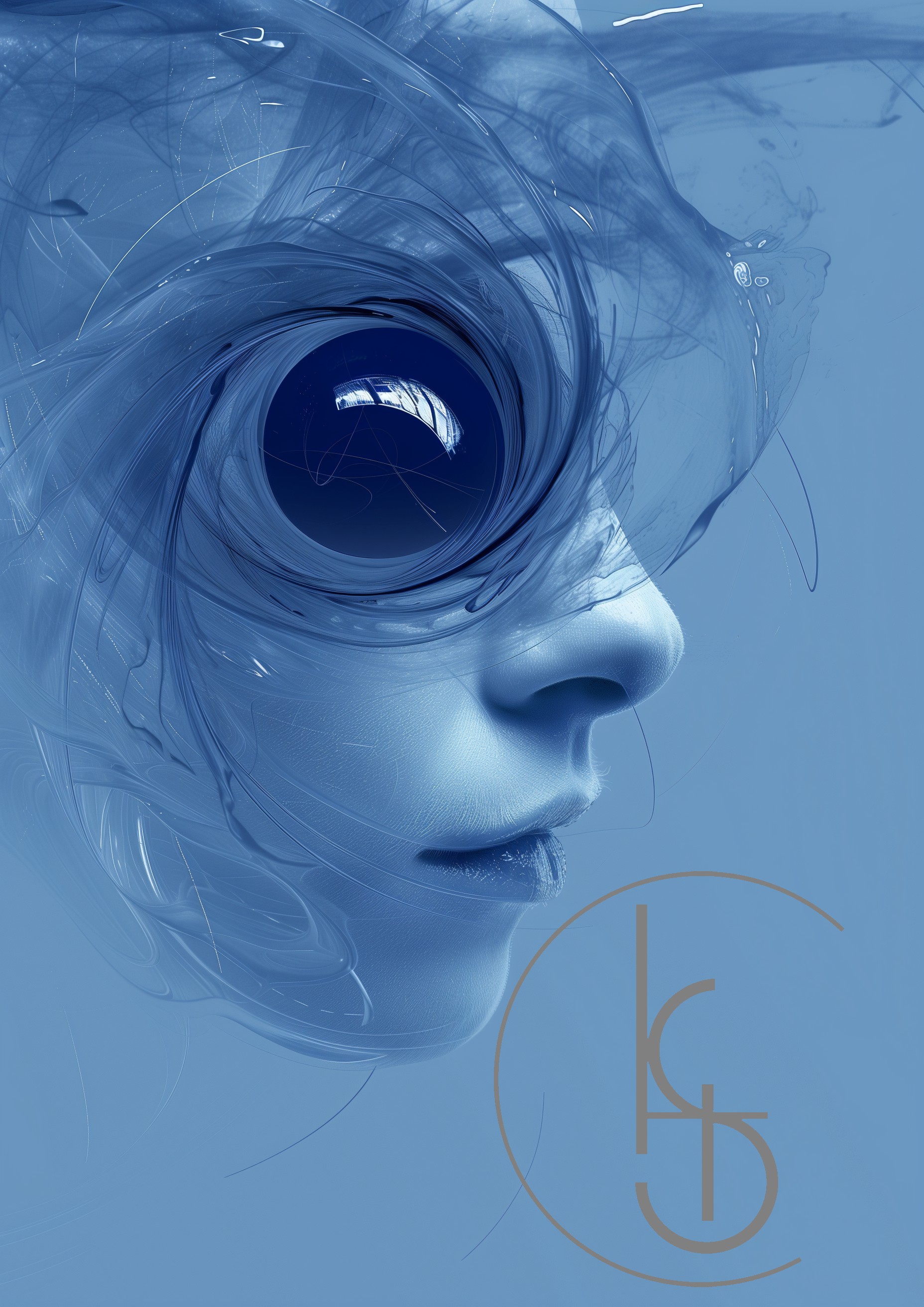 Enigmatic Beauty in Blue Sphere 3